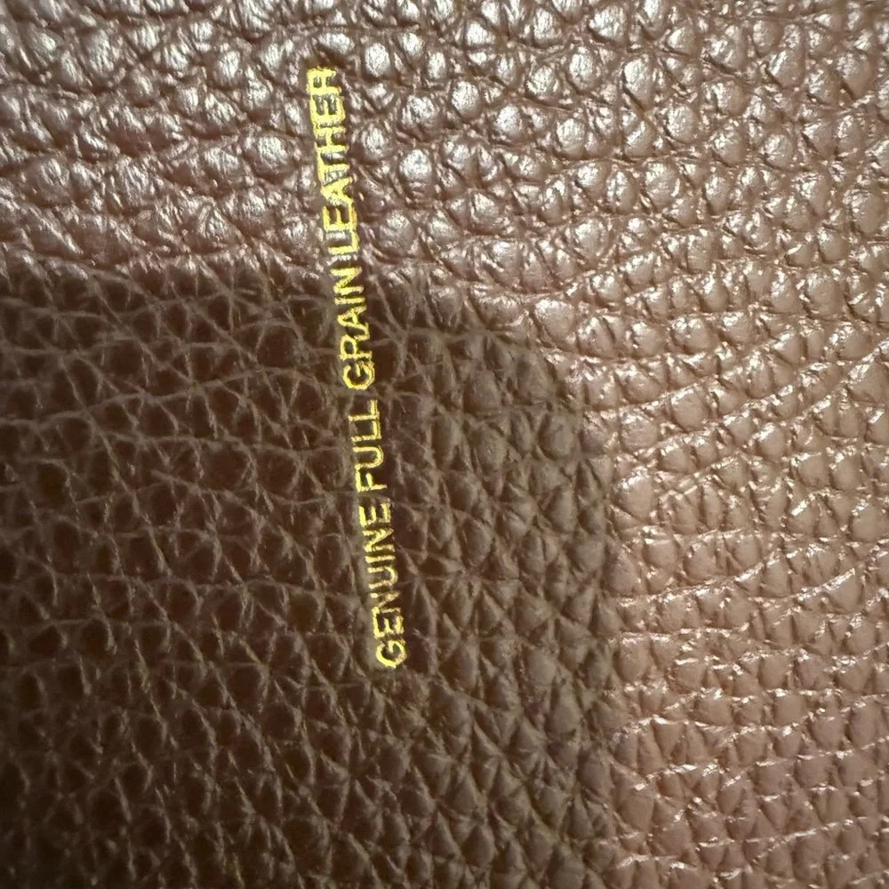 Coach Dark Brown Pebbled Leather Satchel with Gold Accent